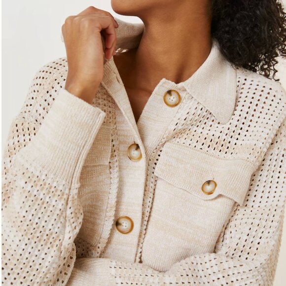 Anthropologe | Two-Pocket Crochet Sweater Cardigan | 2XL | NWOT - Picture 2 of 7